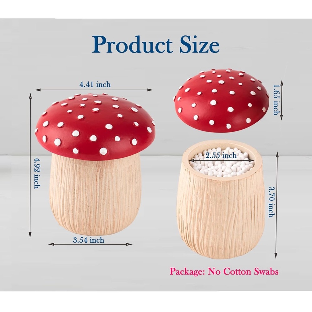 Mushroom Canister - Cottonball or QTip Holder, NWOT - Picture 3 of 10